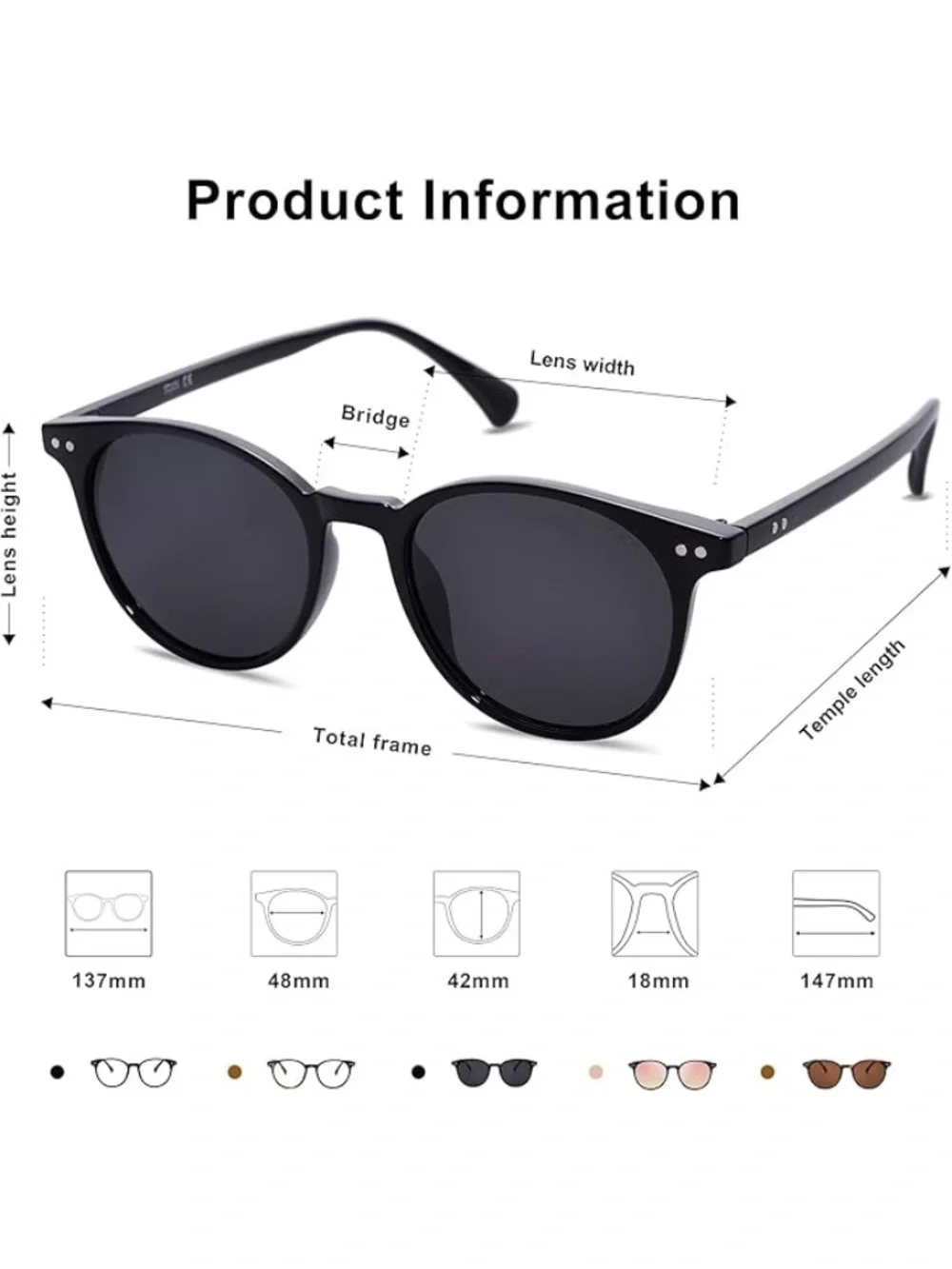 Pair of 2 SOJOS Small Round Classic Polarized Sunglasses for Women UV400 Lens